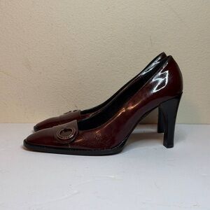 Rare Loewe Burgundy Patent Leather Pumps Heels Size 36.5